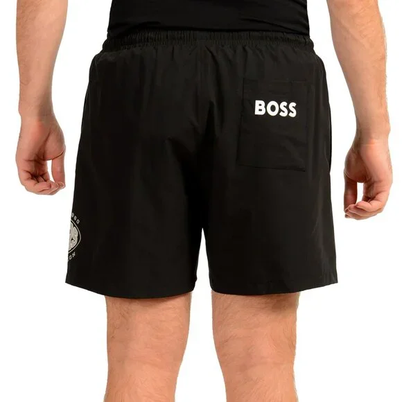 Hugo Boss X NFL Raiders Black Quick-Dry Swim Board Shorts US M IT 50